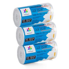 120 Stück Müllbeutel Premiumline: 5 Liter, 3er Pack, Größe: 34 x 36 cm - Besonders reißfest und wasserdicht - Mit Trage-Griff/Henkel