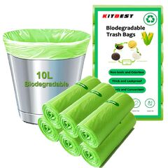 120 Stück Biomüllbeutel 10L, KITBEST Bio Müllsäcke Müllbeutel Abfallsäcke Biomülltüten Kompostierbare, Reißfeste Bio Beutel Küchen Lebensmittel Abfallbeutel für Küche, Büro, Wohnzimmer (45 x 50 cm)