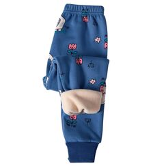 XINYUNZU Kinder Thermohose Gefütterte Hose Winterhose Kuschel Jogginghose Thermo Leggings Elastische Taille Sporthose Warme Hosen für Jungen und Mädchen 1-13 Jahre Alt Blau 2 Jahre