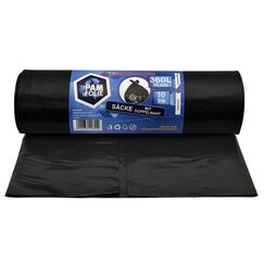 PAM-FOLIE Müllsäcke 360L - 10 Stück - XXL Große, Extra Stark, Dicke Abfallsäcke, Premium - 120x150cm - 50µm - schwarzer Müllbeutel - Bauschuttsäcke -Säcke für Bauschutt Abfalls, Styropor