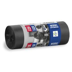 ANNA ZARADNA ST-AZ-010530 Müllbeutel Reißfest Super Stark 35l | 15 Stück | Müllsack Mülltüte Abfallsäcke für Den Hausmüll Büro aus dicker LDPE-Regranulatfolie Farbe: Schwarz