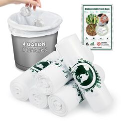 Biomüllbeutel Kleiner Biologisch Abbaubarer Müllsäcke 20 Liter Bin Bags 100Pcs 100% Recycled, Tough, Degradable, Compost Trash Rubbish Bags for Household, Toilet, Bedroom, Office, Kitchen Food Waste