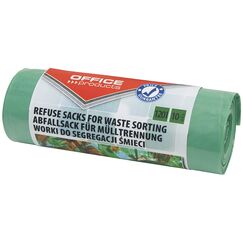 OFFICER PRODUCTS Müllbeutel 120 l Stark | 10 Stück/1 Rollen | Müllsack Mülltüte Abfallsäcke für Den Hausmüll | Zur Glastrennung/Glas | Reissfest (LDPE)| Farbe: Grün