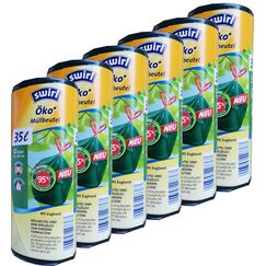 Swirl Öko Müllbeutel 35L - 6 Rollen - 12 Beutel/Rolle mit Zugband - 35 Liter - 72 Beutel