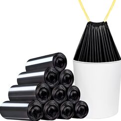 Toneco Müllbeutel 60L - MIT ZUGBAND - EXTRA BREIT & EXTRA STARK - 500 Beutel - reißfest & dicht - stabile Müllsäcke 60L - Fixierband Mülltüten -100% recycelt - für den Hausmüll - 20 Rollen à25 (500)