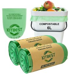 Kitbest biologisch abbaubare Lebensmittelabfallbeutel, 6 l, Kompostierbar, Küche, Müll, Müllbeutel