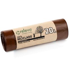 Relevo 15 Stück Müllbeutel 20 L - 100% Recycelt Mülltüten mit Zugband