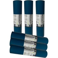 6 Rollen Schwerlast Müllsäcke, à 15 QUALITY PLUS Müllbeutel, Müllsäcke blau, Mülltüten extrem reißfest, 120l, 700x1100mm, 70my | speziell für Gewerbe, Bau, Bauschutt und Garten