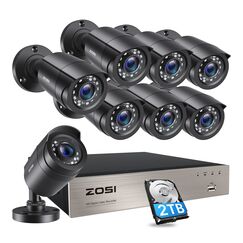 ZOSI 1080P Full HD Verkabelt Video Überwachungskamera Set Aussen mit 2TB HDD, 8CH H.265+ DVR, 8X 2MP Outdoor Kamera mit BNC Kabel, Bewegungserkennung