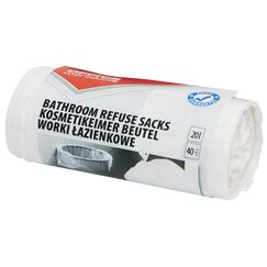 OFFICER PRODUCTS Müllbeutel 20 l| 40 Stück/Rollen | Müllsack Mülltüte Abfallsäcke für Den Hausmüll | Fürs Badezimmer Standard (HDPE)| Farbe: Weiss