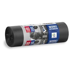 ANNA ZARADNA ST-AZ-010547 Müllbeutel Reißfest Super Stark 60l | 10 Stück | Müllsack Mülltüte Abfallsäcke für Den Hausmüll Büro aus dicker LDPE-Regranulatfolie Farbe: Schwarz