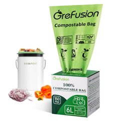 GreFusion Biomüllbeutel 6 Liter x 150 Kompostierbare Bio Müllbeutel abbaubarer Kompostbeutel