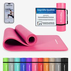 MSPORTS Gymnastikmatte Premium inkl. Tragegurt + Übungsposter + Workout App I Hautfreundliche Fitnessmatte 190 x 80 x 1,5 cm - Pastellpink - Phthalatfreie Yogamatte