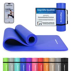 MSPORTS Gymnastikmatte Premium inkl. Tragegurt + Übungsposter + Workout App I Hautfreundliche Fitnessmatte 190 x 80 x 1,5 cm - Königsblau - Phthalatfreie Yogamatte