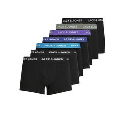 JACK & JONES Herren Boxershort JACVITO SOLID Trunks 7er Pack S M L XL XXL, Farbe:Schwarz, Größe:M