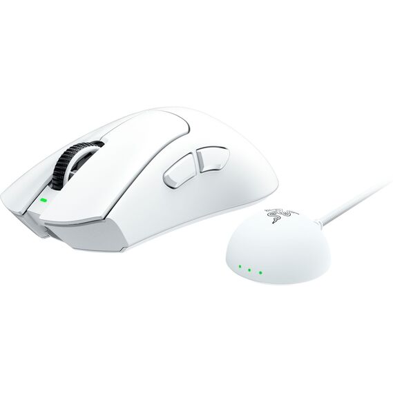 Razer DeathAdder V4 Pro - Ultraleichte kabellose ergonomische E-Sport Maus - 57g leicht - 2,4 GHZ Hyperspeed - Focus Pro 45K Optical Sensor - bis zu 8K Hz Polling - Mouse Switches Gen-4 | Weiß