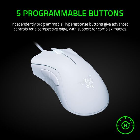 Razer DeathAdder Essential (2021) - Kabelgebundene Gaming-Maus mit Optischem Sensor mit 6400 DPI (5 programmierbare Tasten, Ergonomischer Formfaktor, 10 Millionen Klicks Lebensdauer) Weiß