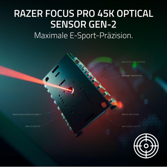 Razer DeathAdder V4 Pro - Ultraleichte kabellose ergonomische E-Sport Maus - 57g leicht - 2,4 GHZ Hyperspeed - Focus Pro 45K Optical Sensor - bis zu 8K Hz Polling - Mouse Switches Gen-4 | Weiß