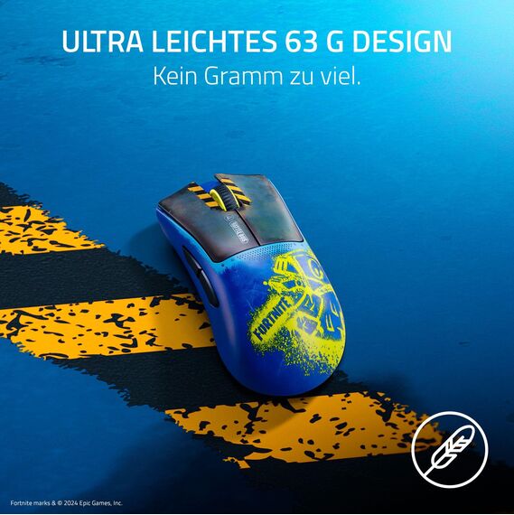 Razer DeathAdder V3 Pro - Fortnite Edition Kabellose Esports Gaming-Maus - Focus Pro 30K DPI optischer Sensor (63g leicht, ergonomische Form, Mausschalter Gen-3, HyperSpeed Wireless) Fortnite