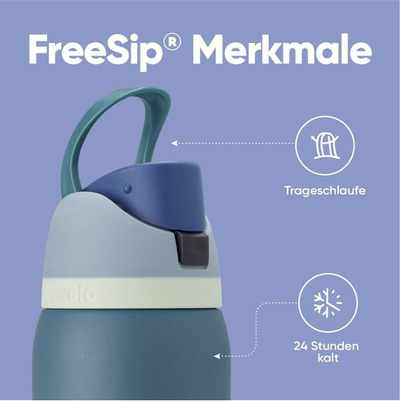 Owala FreeSip Isolierte Edelstahl Trinkflasche mit Strohhalm, 945 ml – BPA-frei, optimal für Sport, Fitness, Outdoor und Reisen, Denim
