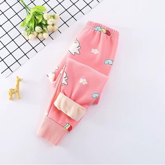 XINYUNZU Kinder Thermohose Gefütterte Hose Winterhose Kuschel Jogginghose Thermo Leggings Elastische Taille Sporthose Warme Hosen für Jungen und Mädchen 1-13 Jahre Alt Rosa 5 Jahre