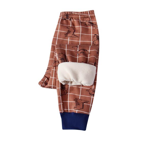 XINYUNZU Kinder Thermohose Gefütterte Hose Winterhose Kuschel Jogginghose Warm Thermo Leggings Elastische Taille Sporthose Warme Hosen für Jungen und Mädchen Kaffee 140