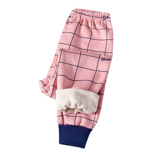 XINYUNZU Kinder Thermohose Gefütterte Hose Winterhose Kuschel Jogginghose Warm Thermo Leggings Elastische Taille Sporthose Warme Hosen für Jungen und Mädchen Rosa 140