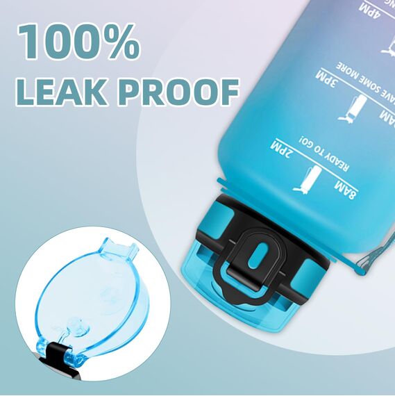 Motswedi Trinkflasche 1.5L, BPA-Frei, Trinkflasche Sport, Auslaufsicher, Wasserflasche, Kohlensäure Geeignet, Wasserflasche Sport, für Yoga, Schule, Fahrrad, Kinder, Outdoors, Blau Lila