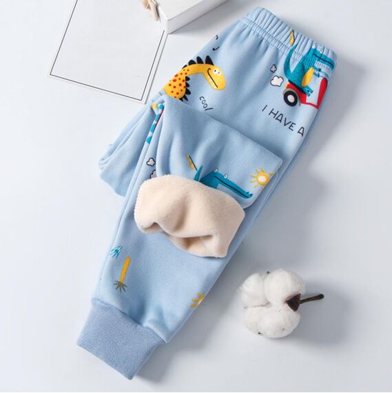 XINYUNZU Kinder Thermohose Gefütterte Hose Winterhose Kuschel Jogginghose Thermo Leggings Elastische Taille Sporthose Warme Hosen für Jungen und Mädchen Himmelblau 9 Jahre