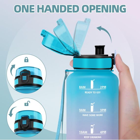 Motswedi Trinkflasche 1.5L, BPA-Frei, Trinkflasche Sport, Auslaufsicher, Wasserflasche, Kohlensäure Geeignet, Wasserflasche Sport, für Yoga, Schule, Fahrrad, Kinder, Outdoors, Blau Lila