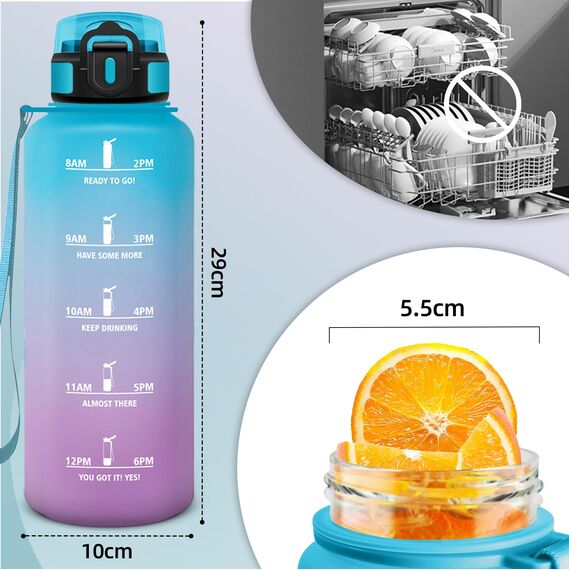 Motswedi Trinkflasche 1.5L, BPA-Frei, Trinkflasche Sport, Auslaufsicher, Wasserflasche, Kohlensäure Geeignet, Wasserflasche Sport, für Yoga, Schule, Fahrrad, Kinder, Outdoors, Blau Lila