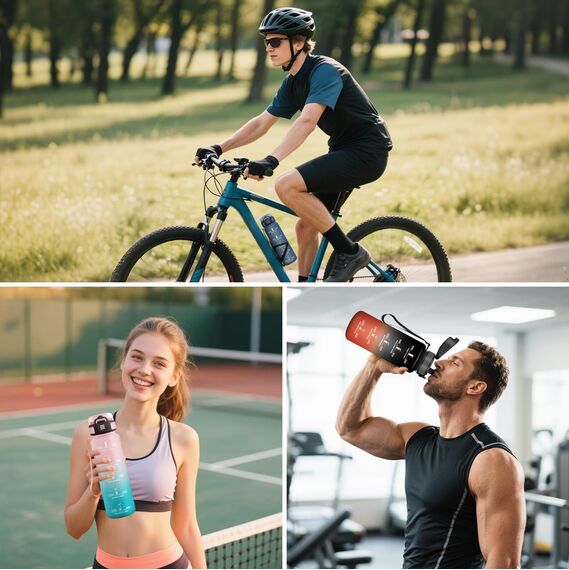 Motswedi Trinkflasche 1.5L, BPA-Frei, Trinkflasche Sport, Auslaufsicher, Wasserflasche, Kohlensäure Geeignet, Wasserflasche Sport, für Yoga, Schule, Fahrrad, Kinder, Outdoors, Blau Lila