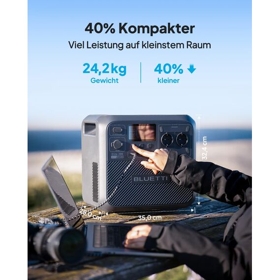 BLUETTI Elite 200 V2 Tragbare Powerstation mit 200W Solarpanel, 2073,6Wh Solar Generator mit 2 2600W AC Ausgängen, 17 Jahre Lebensdauer LiFePO4 Akku für Hausgebrauch, Notfall, Off-grid