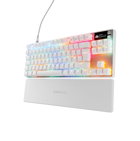 SteelSeries Apex Pro TKL Gen 3 Weiß - HyperMagnetic Gaming Tastatur - OmniPoint 3.0 Switches - Anpassbares Ansprechverhalten - Rapid Trigger - Rapid Tap/SOCD - OLED - PBT-Keycaps - USB-C - UK QWERTY