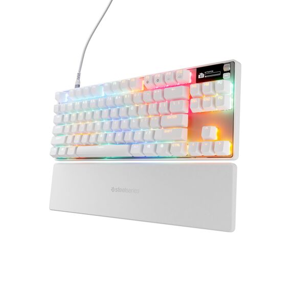 SteelSeries Apex Pro TKL Gen 3 Weiß - HyperMagnetic Gaming Tastatur - OmniPoint 3.0 Switches - Anpassbares Ansprechverhalten - Rapid Trigger - Rapid Tap/SOCD - OLED - PBT-Keycaps - USB-C - US QWERTY
