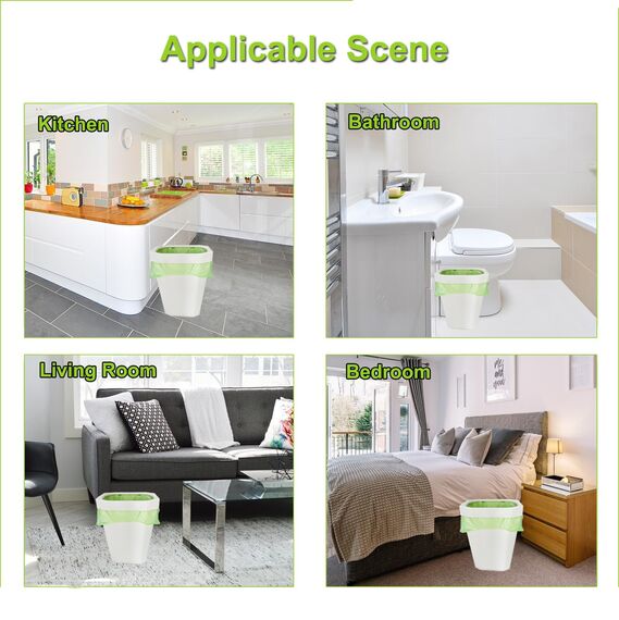 120 Kitbest Biologisch Abbaubare Müllbeutel 20L, Kleine Lebensmittelabfallbeutel Mit Griff, Grün, Pedal, Kompostierbare Schwing-Müllbeutel für Badezimmer, Büro, WC, Küche (51 x 63 cm)