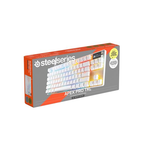 SteelSeries Apex Pro TKL Gen 3 Weiß - HyperMagnetic Gaming Tastatur - OmniPoint 3.0 Switches - Anpassbares Ansprechverhalten - Rapid Trigger - Rapid Tap/SOCD - OLED - PBT-Keycaps - USB-C - UK QWERTY