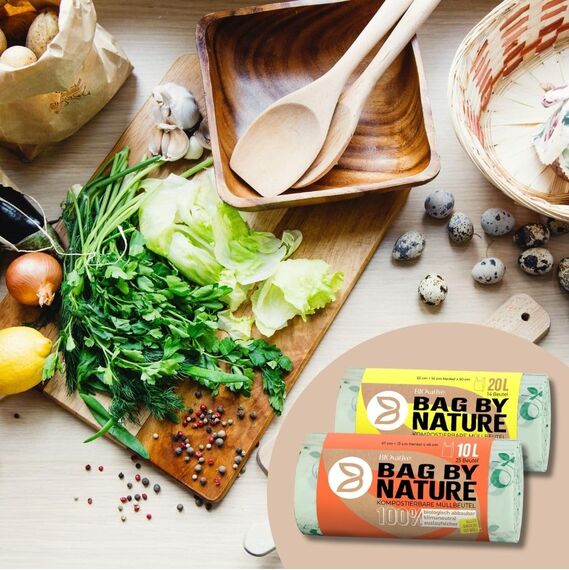 BIOvative PRODUCTS 10L Biomüllbeutel mit Henkel | 100 Müllbeutel, 100% kompostierbar, Made in Germany | Reißfeste Bio-Abfallbeutel, klimaneutralisiert & vegan | Nachhaltig für umweltbewusste Haushalte