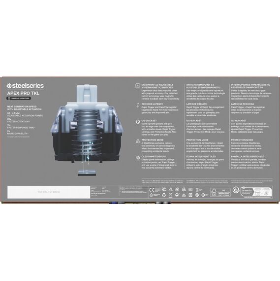 SteelSeries Apex Pro TKL Gen 3 - HyperMagnetic Gaming Tastatur - OmniPoint 3.0 Switches - Anpassbares Ansprechverhalten - Rapid Trigger - Rapid Tap/SOCD - OLED - PBT-Keycaps - USB-C - FR Layout AZERTY