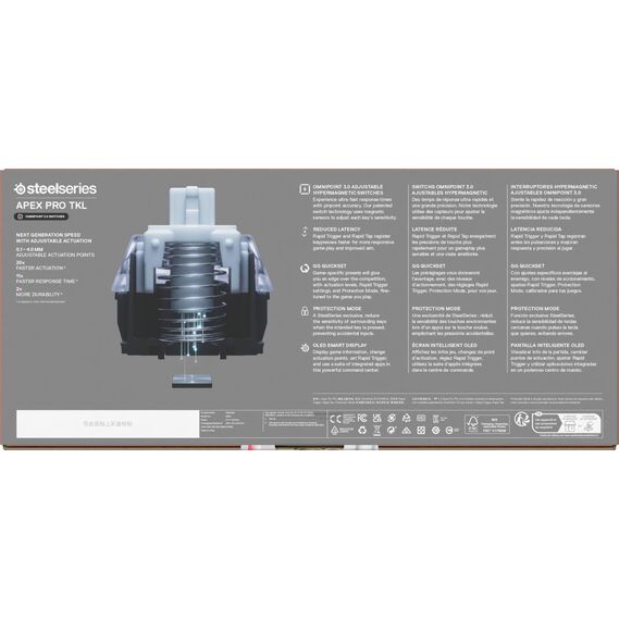 SteelSeries Apex Pro TKL Gen 3 Weiß - HyperMagnetic Gaming Tastatur - OmniPoint 3.0 Switches - Anpassbares Ansprechverhalten - Rapid Trigger - Rapid Tap/SOCD - OLED - PBT-Keycaps - USB-C - UK QWERTY