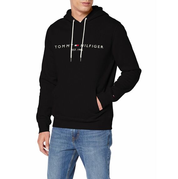 Tommy Hilfiger Herren Hoodie Core Tommy Logo mit Kapuze, Schwarz (Jet Black), XS