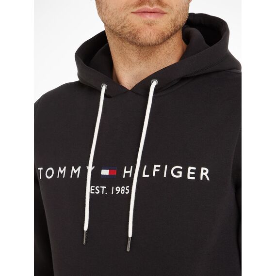 Tommy Hilfiger Herren Hoodie Core Tommy Logo mit Kapuze, Schwarz (Jet Black), L