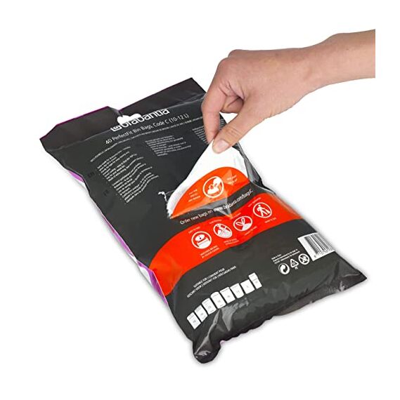 Brabantia Müllbeutel PerfectFit, Spenderpackung (Code C - 10L / 12L), Extra Starke müllsäcke Mit Zugband (40 Müllbeutel) (Packung mit 2)