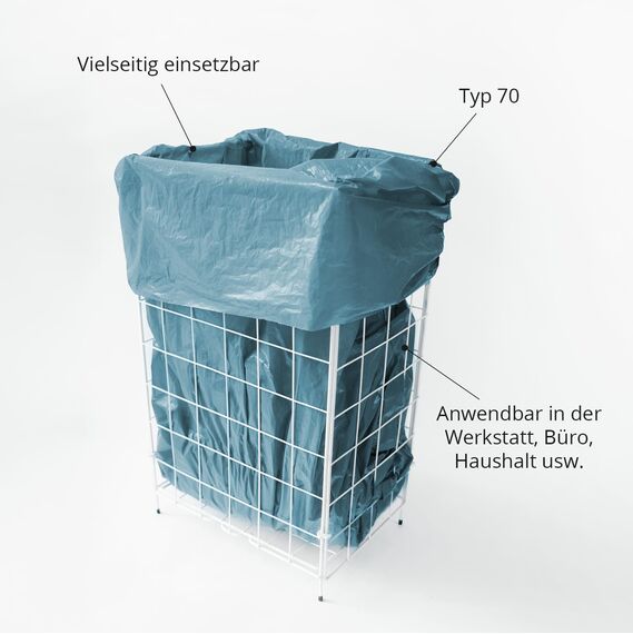 Hypafol LDPE-Regenerat Müllsäcke 120L – Blau, Typ 70, 700x1100 mm – Reißfest, Recyclingmaterial – 4 Rollen à 25 Stück (100 Beutel)