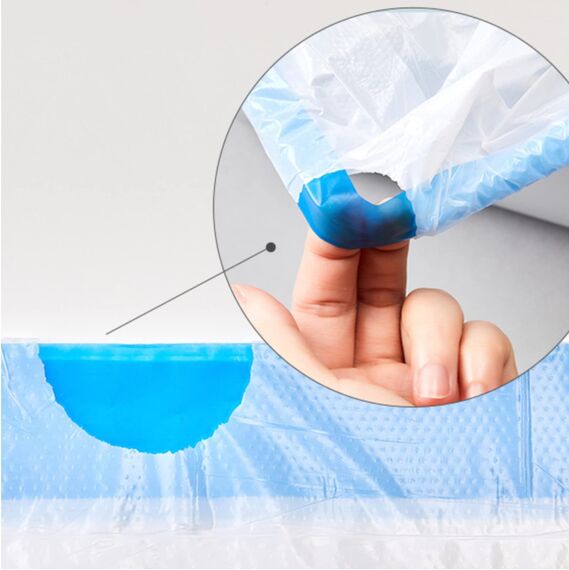 RMAN 45 Stück Mülltüten mit Tragegriff Selbstreinigende Katzentoilette Müllbeutel Zugband Müllbeutel Biologisch Abbaubar Langlebige Reißfest Flüssigkeitsdicht Katzenstreutasche mit Kordelzug 3 Rollen