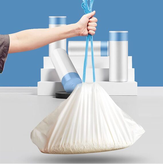 RMAN 90 Stück Katzentoilettenbeutel mit Zugbändern 550 * 300mm Mülltüten mit katzenklo Selbstreinigende Katzentoilette Langlebige Reißfest Strapazierfähige 6 Rollen