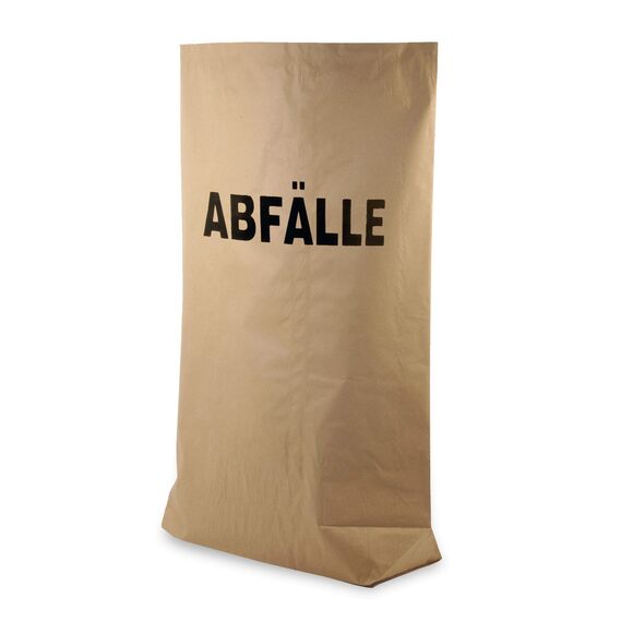 Hypafol Bio Papier Müllbeutel 50 Stück | abbaubare braune Biomüllbeutel für kompostierbare & biologische Abfälle & Papier | ohne Plastik | 2-lagig, Tüten mit 120 L | 700x950+220 mm, Aufdruck "Abfälle"