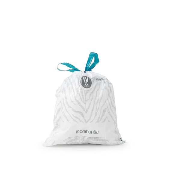 Brabantia Müllbeutel PerfectFit Multipack (Code W/5L) Extra Starke Müllsäcke mit Zugband, 10 rollen (200 Müllbeutel)