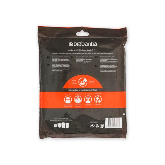 Brabantia Spenderpackung PerfectFit Müllbeutel Code J, White - 20-25 L, 40 Stück