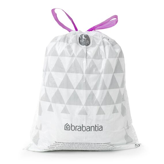 Brabantia Müllbeutel PerfectFit, Spenderpackung (Code C - 10L / 12L), Extra Starke müllsäcke Mit Zugband (40 Müllbeutel) (Packung mit 2)
